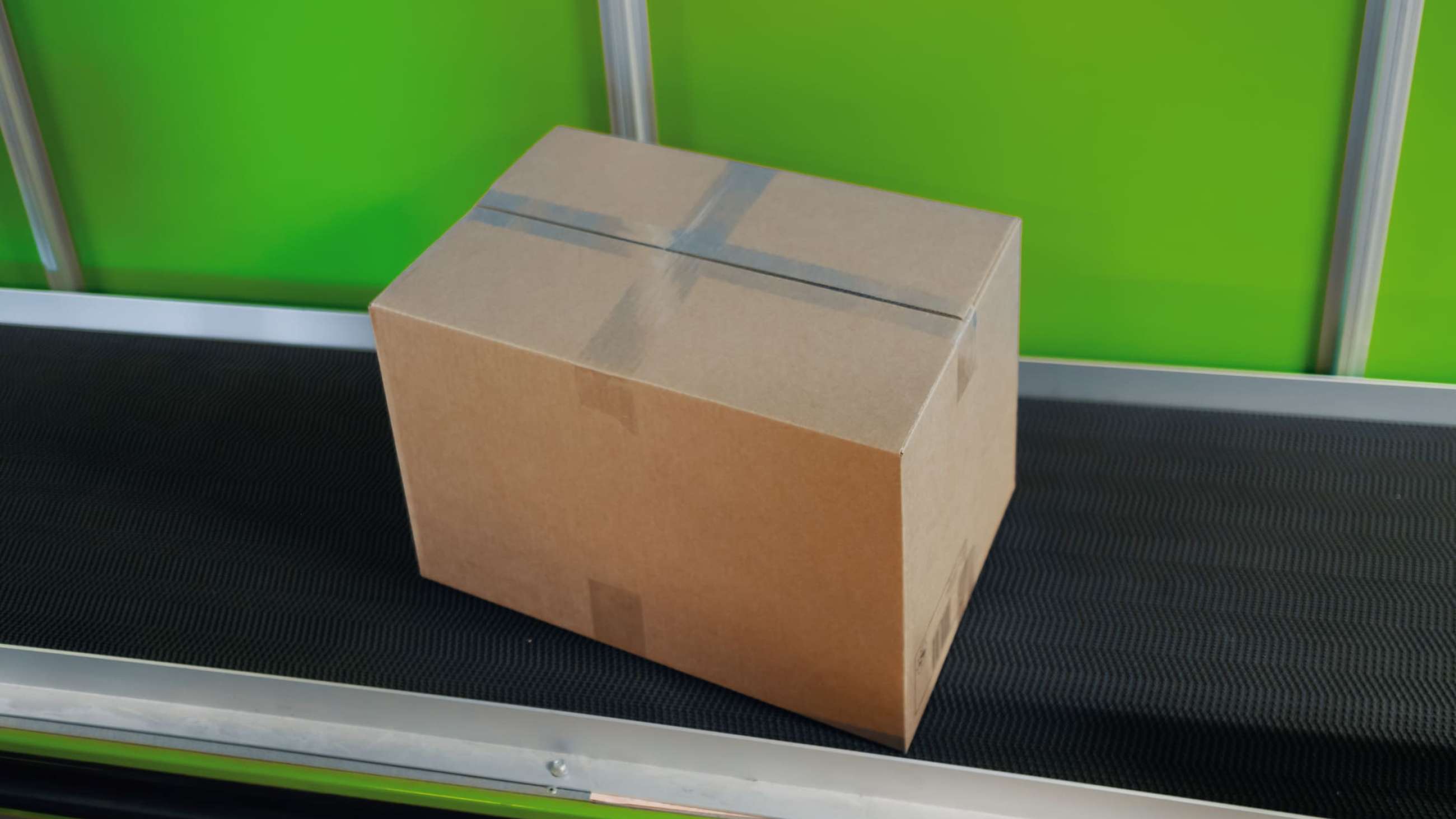 A parcel on a loading belt