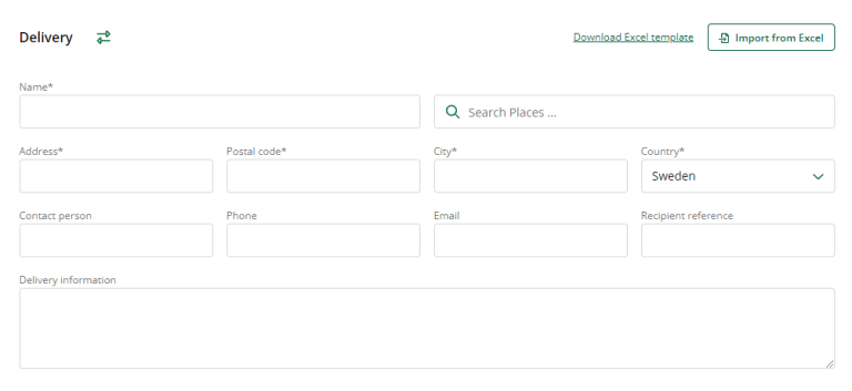 Illustration of how to fill in delivery address