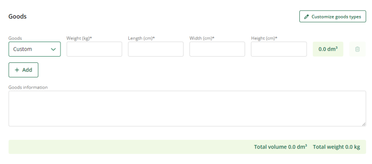 Illustration of how to fill in measurements