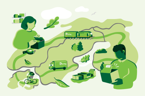 Illustrated map showing transport routes through the Scandinavian countries.