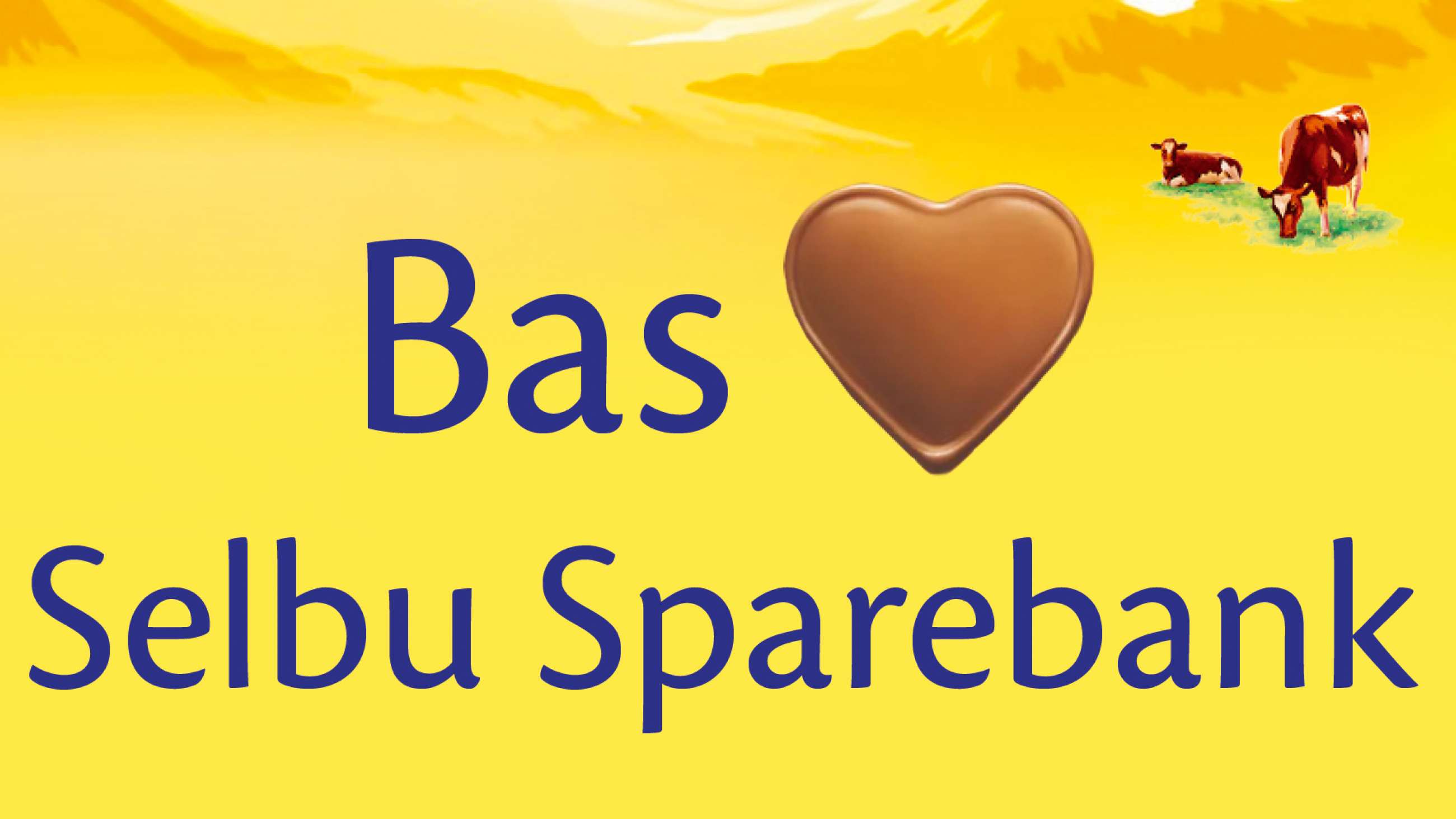 En eske Freia Melkehjerter med teksten «Bas elsker Selbu Sparebank»