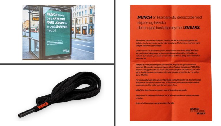 Bilde av kampanjeforslag for MUNCH med boards og DM