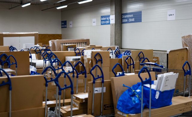 IKEA-varer som er sortert for sjåførene