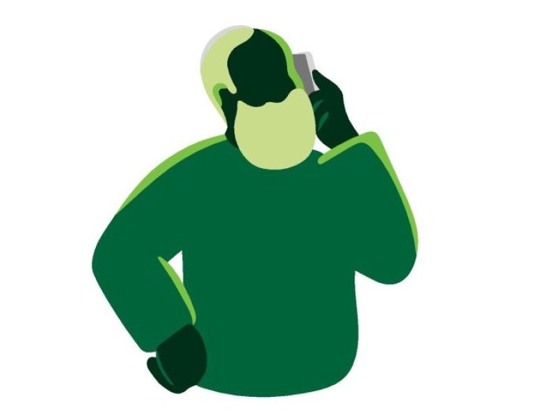 Illustrasjon av mann som prater i telefon