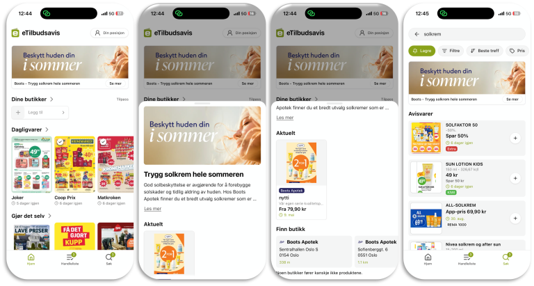 Bilde som viser eksempel med Boots Apotek som bannerannonse i eTilbudsavis
