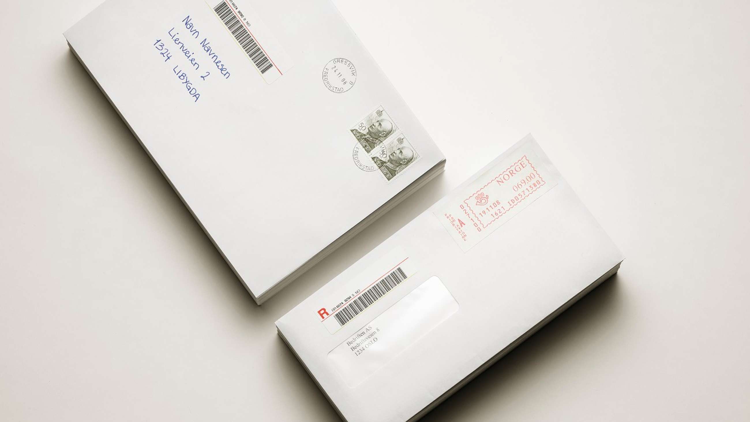 Rekommandert sending frimerke og frankeringsmaskin