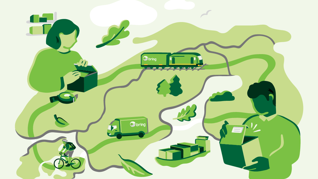 Illustrasjon av kart som viser transportruter gjennom de skandinaviske land.