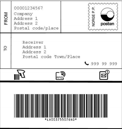 etikett for pakke i postkassen