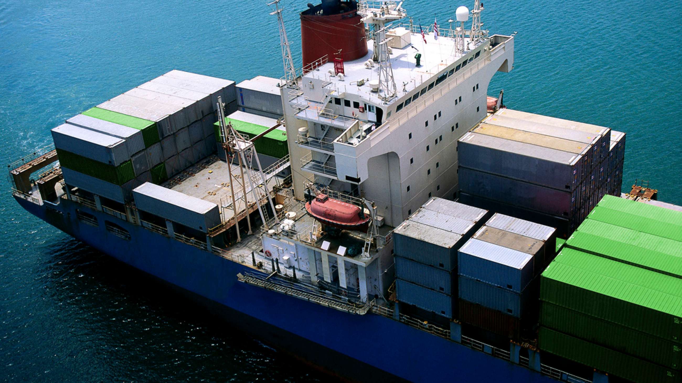 Container vessel loaded with containers.